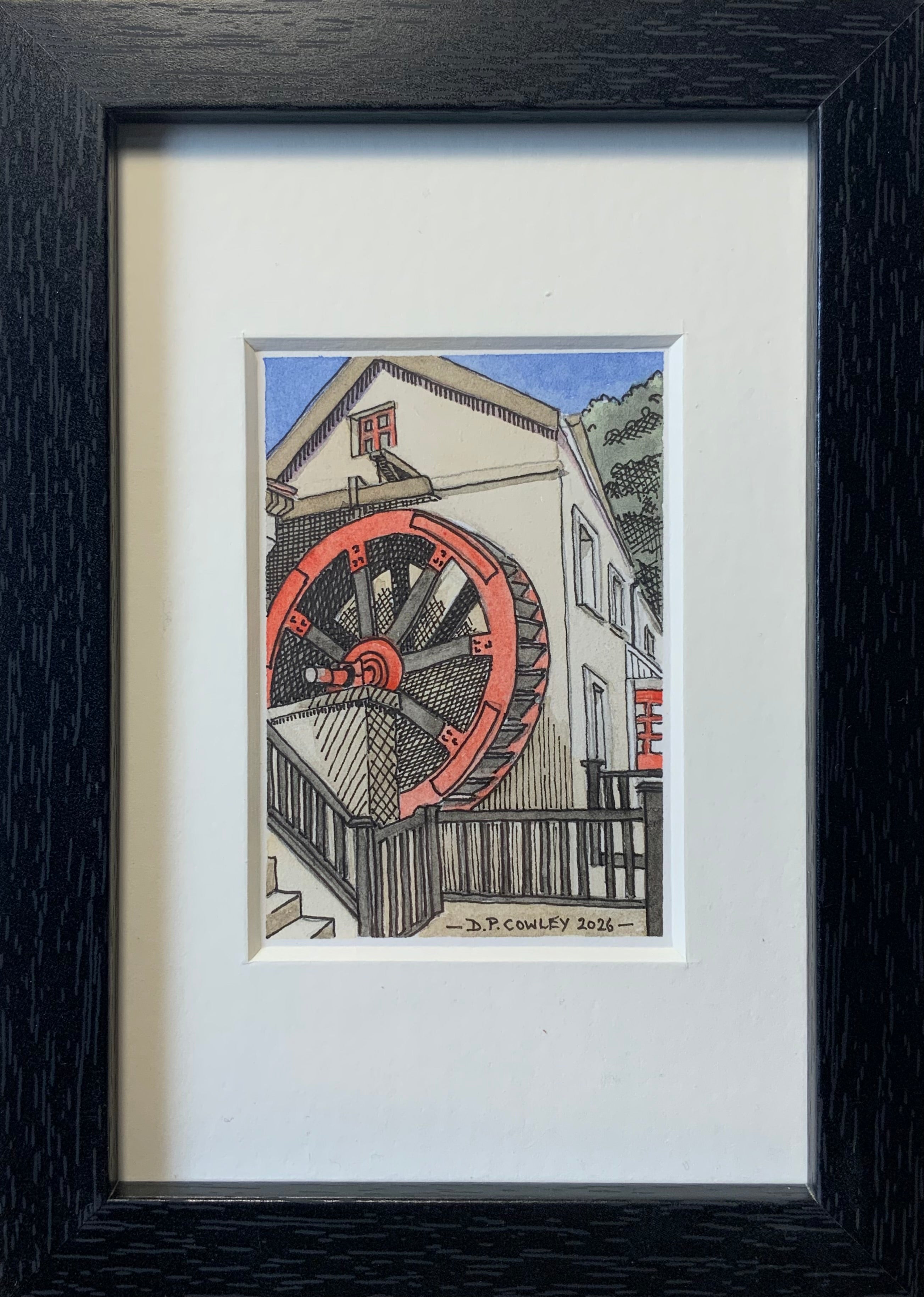 ‘Ballacregga Corn Mil Tearoom, Laxey.’ Original Ink and watercolour