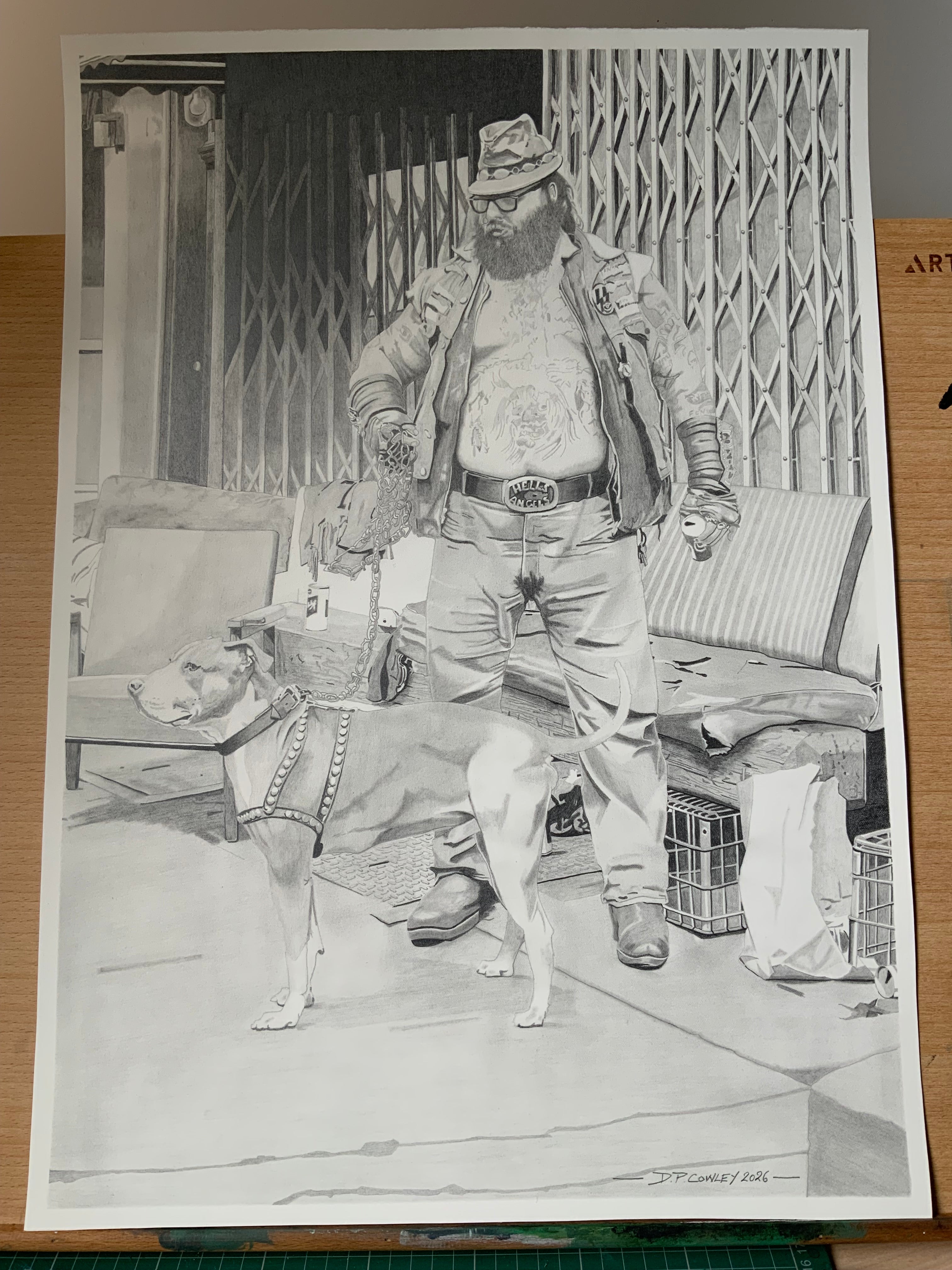 Pencil study - the late ‘Big Vinny’ Hells Angels MC, New York